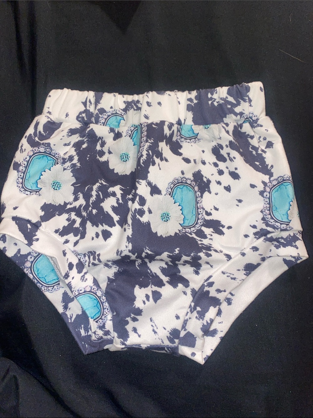 Toddler Floral Splash Bloomers - White, Black & Aqua